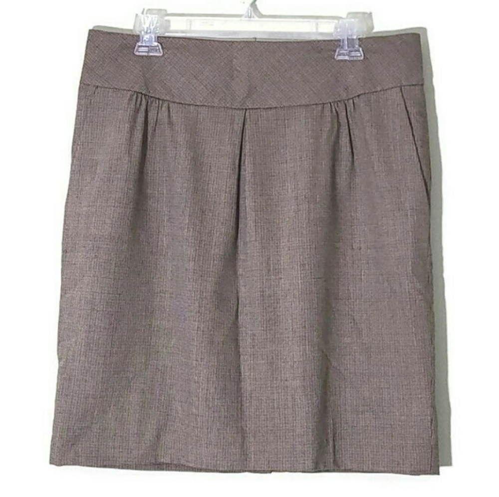 LOFT Tan Houndstooth Midi Pencil Skirt Size 12